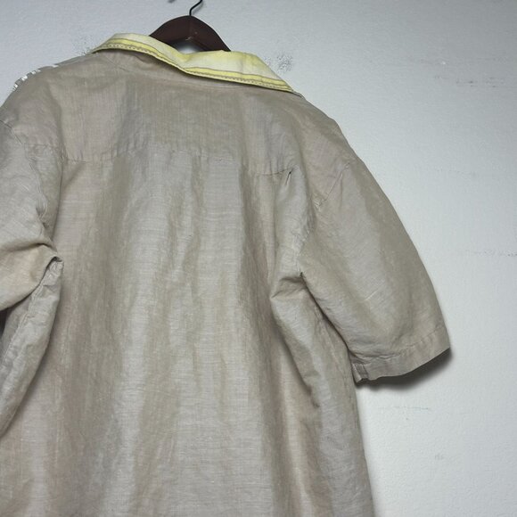 Syllables Hawaiian Linen Blend Casual Button Shirt Men XL Button Up Vacation - Picture 12 of 12